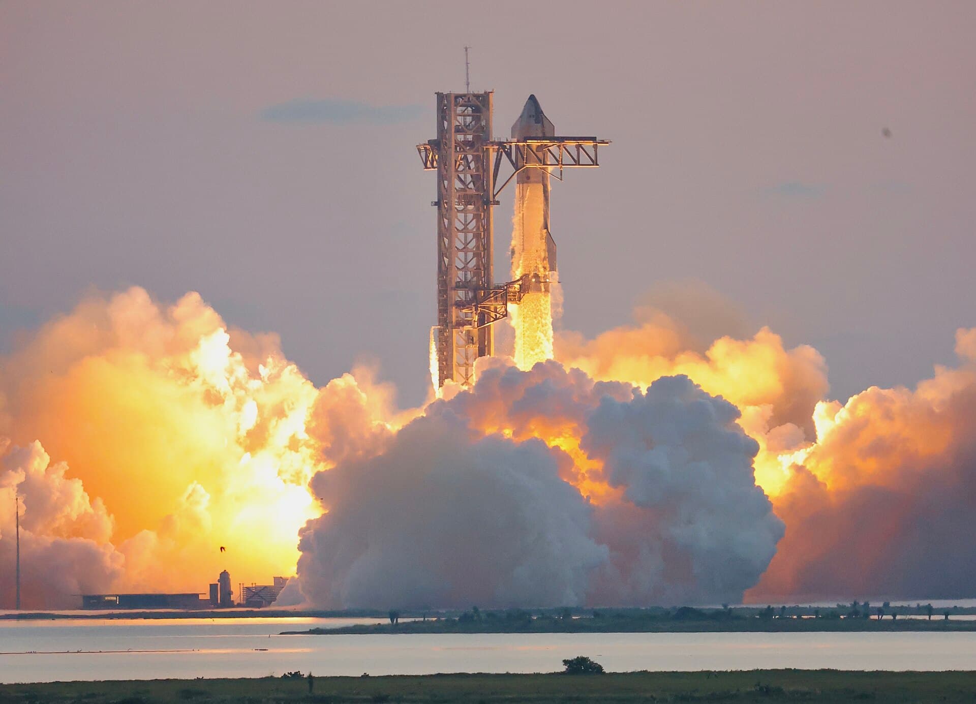 SpaceX's Starship rocket ignites its engines at liftoff from Starbase, Texas